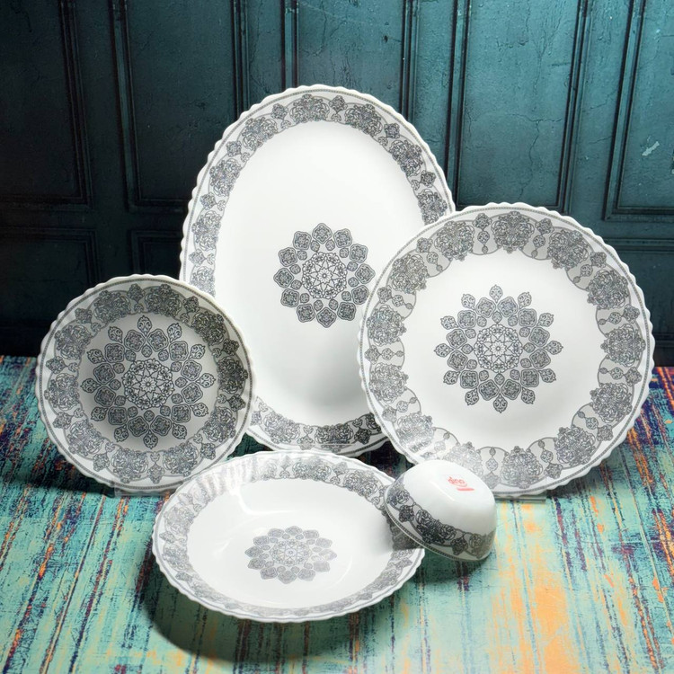 سرویس غذاخوری 6 نفره 25 پارچه آرکوپال | طرح جدید ریحان خاکستری